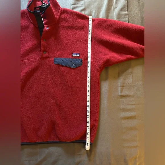 Patagonia Synchilla Snap-T Pullover Red & Navy Fleece Medium (M) - Picture 4 of 6